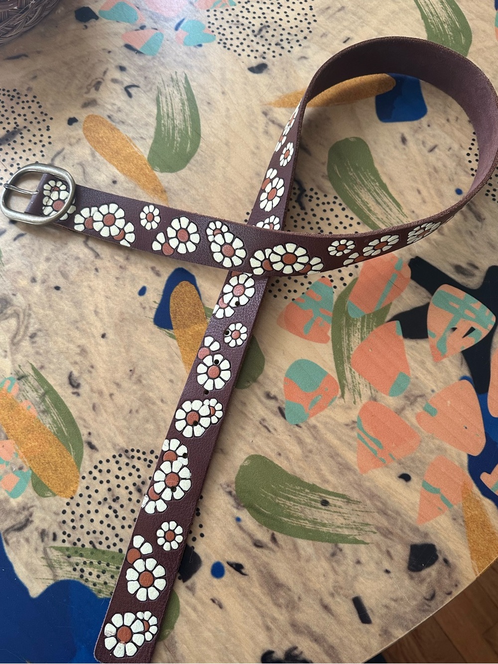 Free People Floral Leather Belt